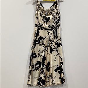 Elegant Black and Cream Floral Dress